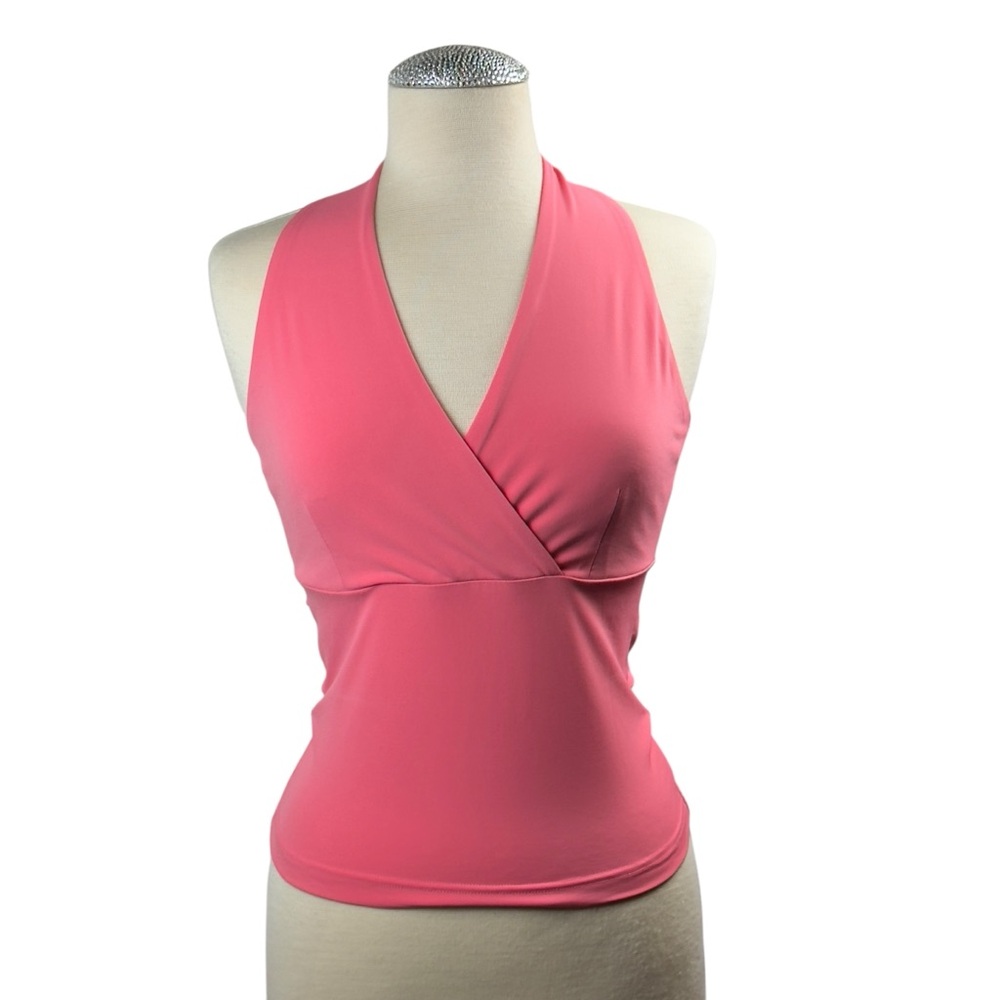INC‎ Coral Halter Top Crisscross V-Neck Sleeveless Tie Back Blouse
